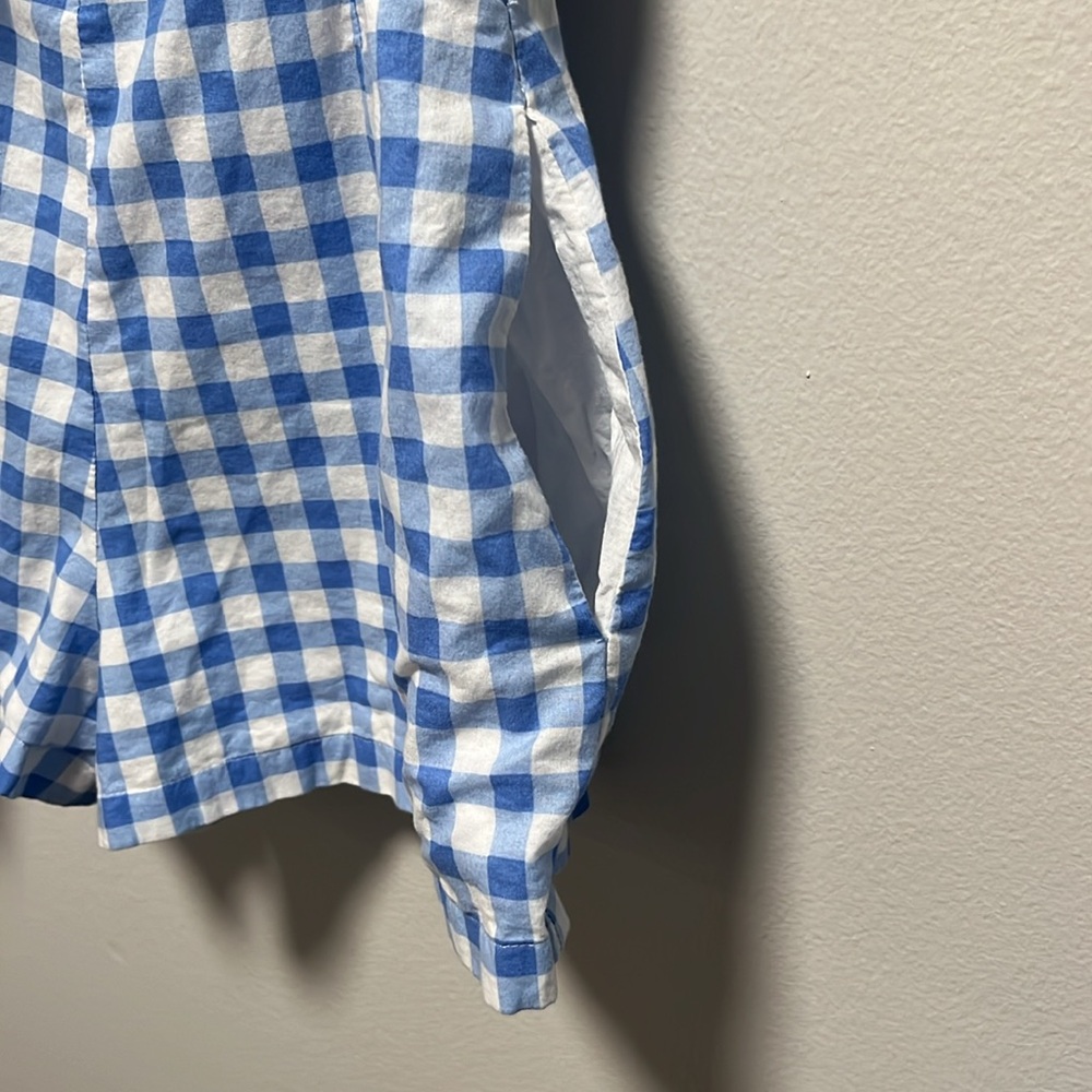 FOR LOVE AND LEMONS Gingham Blue Dixie Bow Romper, Size S - Picture 10 of 15